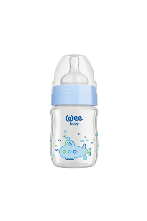 Wee Baby Klasik Plus Geniş Ağızlı Isıya Dayanıklı Cam Biberon 280 Ml. Mavi 141