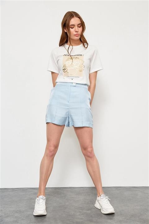 Setre Kadın Bebe Mavi Cepli Diz Üstü Şort