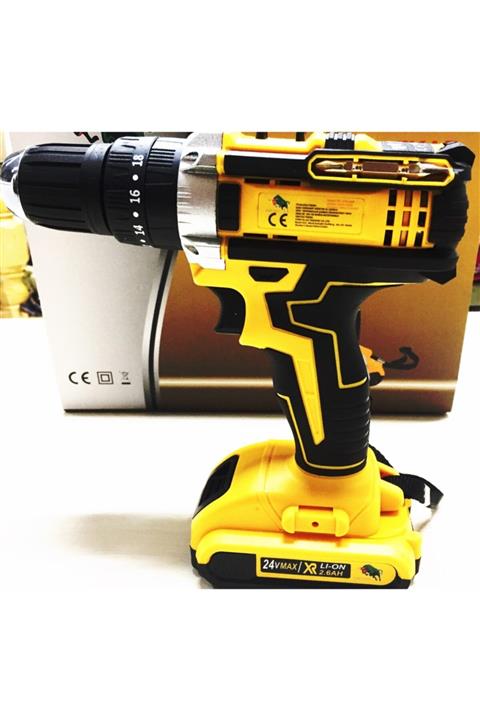 İtaly Style Darbeli Şarjlı Çift Akülü Matkap 24v