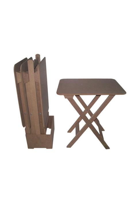 trendavm Ham Ahşap Dikdörtgen Dörtlü Çanta Zigon Sehpa S.01