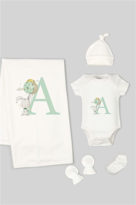 Tuğba Kuğu 5'li Battaniyeli Body Seti - Harf Serisi - A Harfi