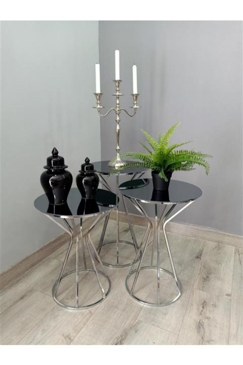 ÇINAR DİZAYN Metal Zigon Sehpa Takımı