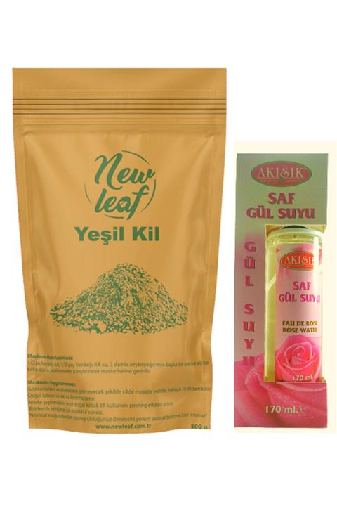 Newleaf Yeşil Kil 500 G Ve Akışık Gül Suyu(katkısız) 170 Ml