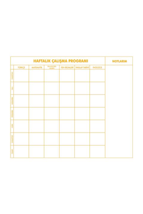 Tutunabilir Kağıt Haftalık Ders Çalışma Programı Akıllı Yazı Tahtası 120x100 cm Kalem Hediyeli