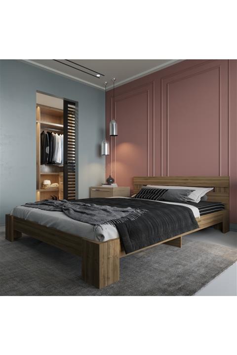 MobilyaFırsat Ceviz Ideal Çift Kişilik Modern Karyola 160x200 A32-a32-2