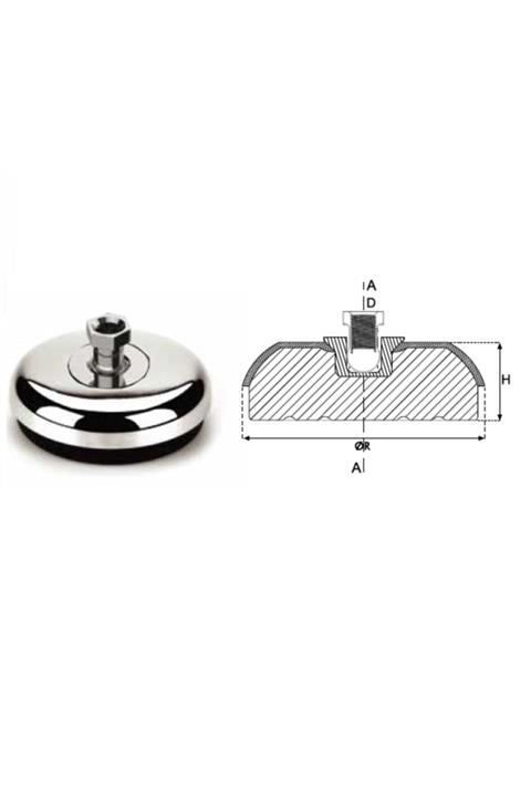 YİSA Çap:200 Yükseklik:50 Burç:m-10 Tezgah Tamponu Bombeli Oynar Dişi Krom Kaplamalı-10 Ad.