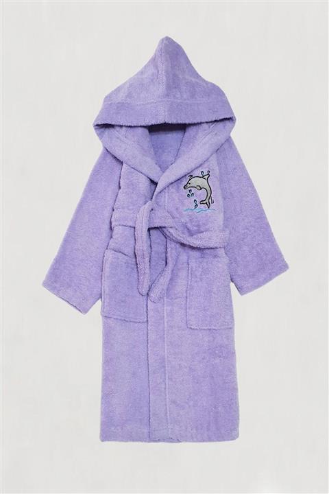 COTENCONCEPT Mor Renk Kapüşonlu Pamuklu Çocuk Bornozu