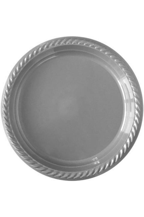 Renklidükkan Gümüş Renk Plastik Tabak 22cm 25li