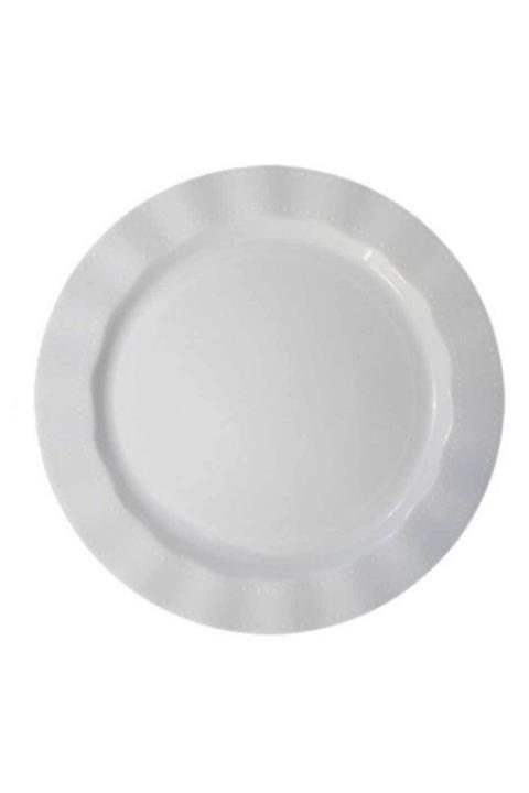 ALFAER Parti Beyaz Renk Lüks Plastik Mika Yuvarlak Tabak 26 Cm 6 Adet