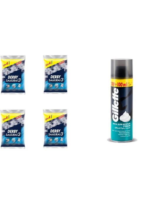 Derby Samurai 3 Tıraş Bıçağı 10 4 Poşet X 4 Paket Gillette Tras Kop.300ml