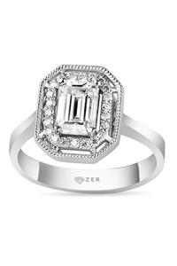 zer diamond 1,20 Karat Mozanit Taşlı Baget Yüzük