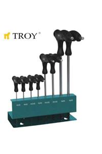 TROY 22308 Allen Anahtar Seti T-saplı (metal Standlı)