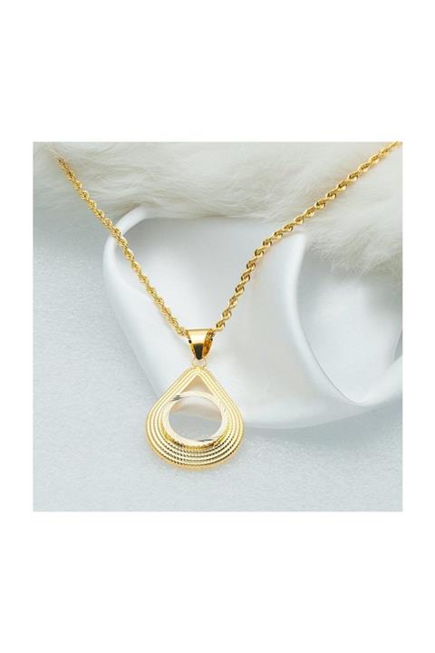 Bilezikci Damla Yarım Altın Çerçeveli 14 Ayar Kolye