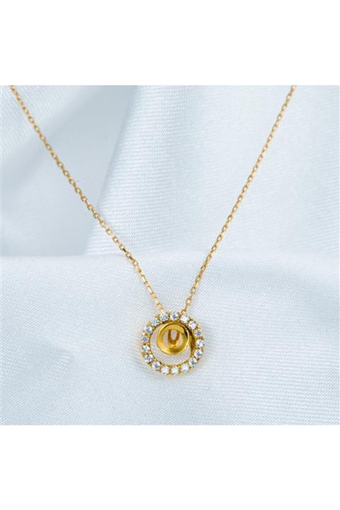 Label Taşlı Halka 22 Ayar Altın Kolye