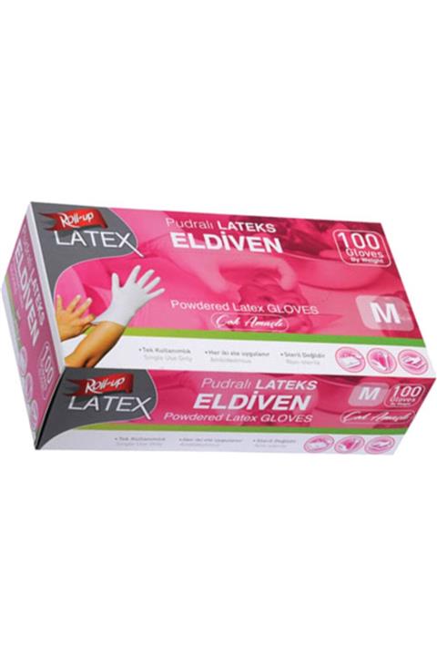 RollUp Balkanlar Sağlık Ve Hijyen Ürünleri Roll Up Pudralı Latex Eldiven 100'lü