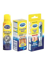 Scholl Tırnak Mantarı Giderici Kit + Ayak Spreyi 150 ml +Topuk Çatlak Kremi 60 ml