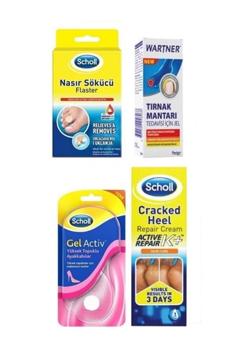 Wartner Nasır Sökücü Flaster+topuk Çatlak Kremi+yüksek Topuk Için Tabanlık+ Tırnak Mantar Jeli