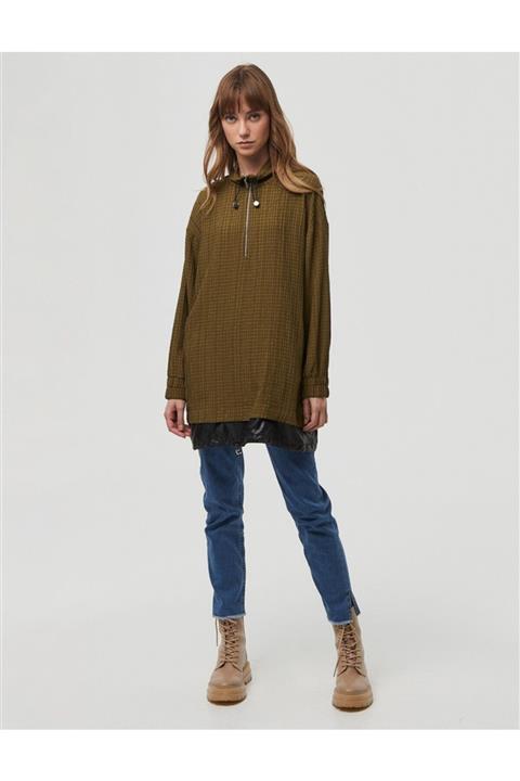 Kayra Katmanlı Yarım Fermuar Tunik Oliv