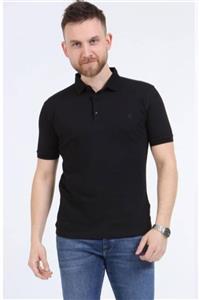 SİMENTİ Erkek Siyah Yakalı Slim Fit Kısa Kol T-shirt