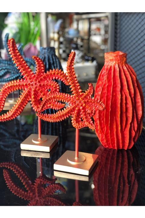 TASARIMHMODA Deniz Yıldız Dekor Ikili / Turuncu