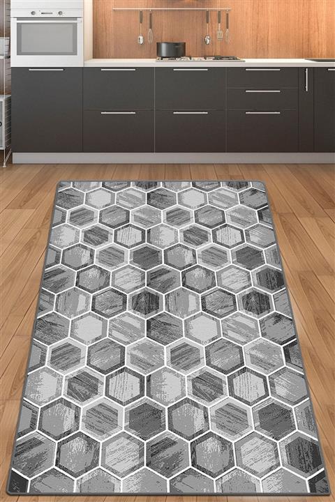 Chilai Home Hexagon Mutfak Halısı Djt Makinede Yıkanabilir Kaymaz Tabanlı Mutfak Halısı