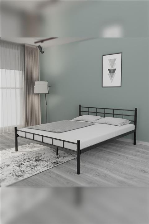 EVGER HOME K70 Siyah Metal Karyola Çift Kişilik Yataksız