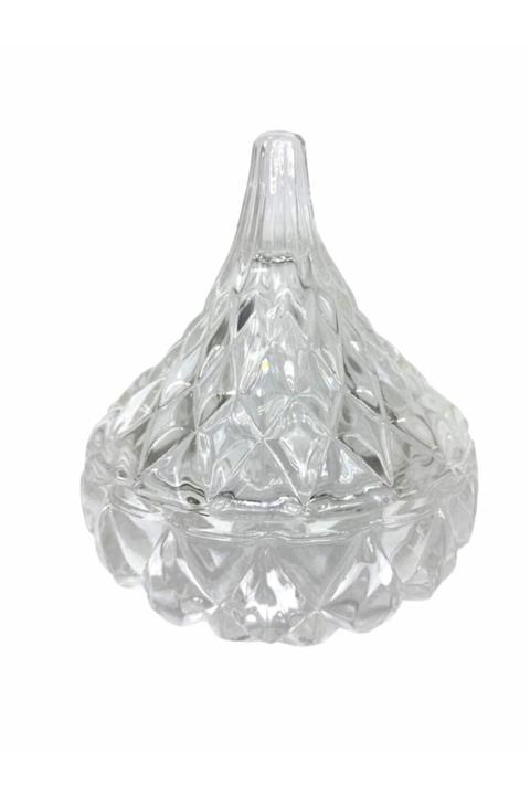 CASASCRAFTS Dekoratif Kristal Elmas Şeffaf Cam Şekerlik Mumluk Kavanoz Pamuk Kutusu