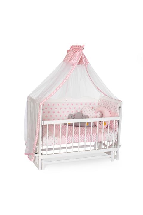 Carino Wins Pembe Renk Ahşap Sallanır Anne Yanı Beşik Uyku Setli Ve Yataklı60 X 120 Asybyz60x120py