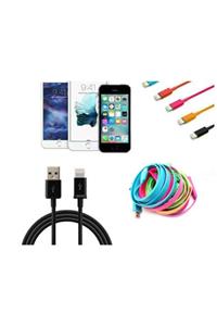 Go İthalat Renkli Iphone 5 5s 6 6s Usb Data Kablosu  Siyah