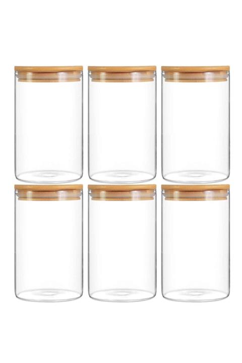 Mama Camilla 6 Lı Set 100 Ml Bambu Kapaklı Kavanoz Baharatlık Vakumlu Borcam