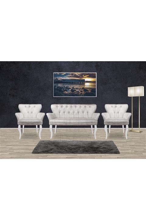 Mert Concept Çay Seti Koltuk Takımı 2+1+1 Kollu Ahşap Ayak Salon Kafe Balkon Bahçe Otel Ofis Berjer Ikili