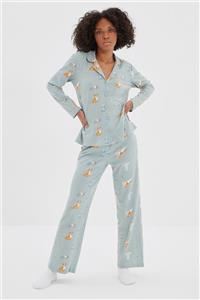 TRENDYOLMİLLA Mavi Desenli Örme Pijama Takımı THMAW22PT0780