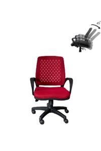 ÜNAL OFFİCE FURNİTURE & DESİNG Büro Ofis Çalışma Koltuğu-kırmızı Bilgisayar Sandalyesi Fpk102