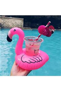 muustie Eğlenceyi Sevenlere Flamingo Şişme Deniz Havuz Bardak Tutucu Float Bar 18-22cm