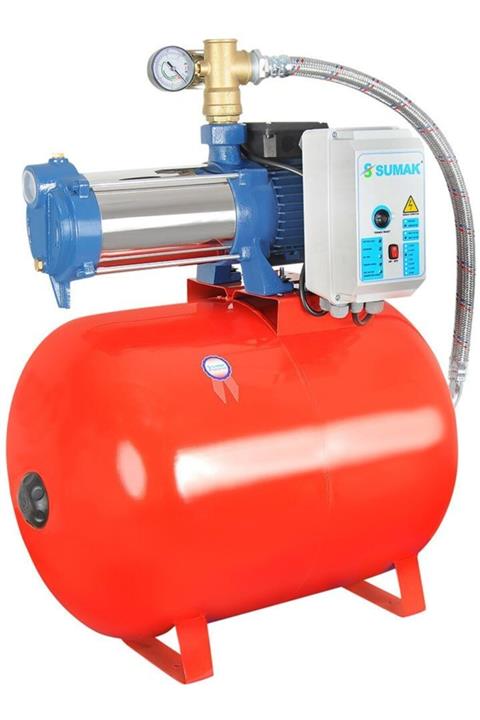 Sumak Symth12-300/6 Yatay Kademeli Bina Hidroforu 100 Lt Tanklı 10 Kat 32 Daire 220 Volt 3 Hp