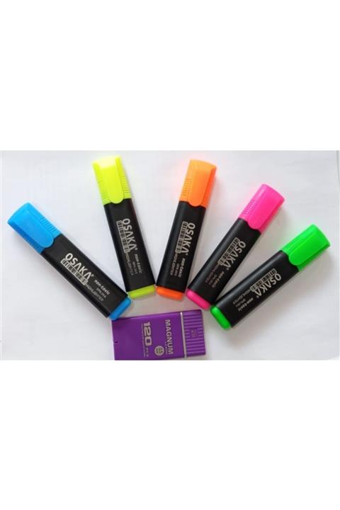 Osaka 5 Renk Fosforlu Kalem ve Magnum 0,5 Uç