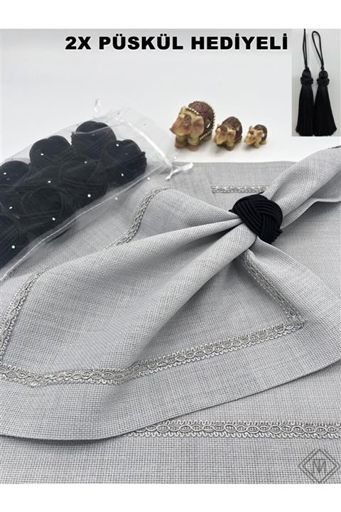 miraç tekstil Peçete Yüzük Halkası Burgulu 6'lı Set Siyah