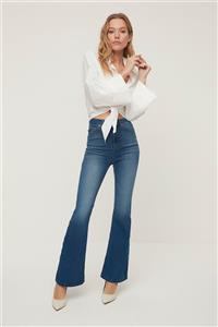 TRENDYOLMİLLA Mavi Yüksek Bel Flare Jeans TWOAW22JE1412