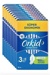 Orkid Ultra Gece Ped 18'li 10 Adet 180 Adet Ped