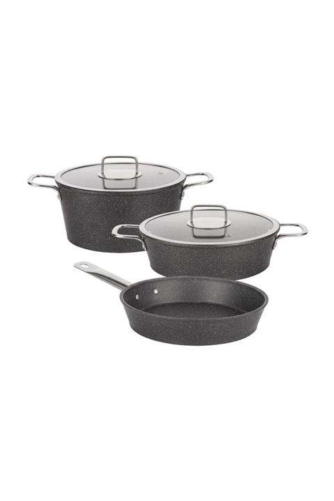 Tantitoni 001-01-5 Parça Antrasit Italıan Granit Tencere Seti