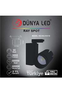 DÜNYA LED Hs.515/1s 30w Cob Led Ray Spot Siyah Kasa 6500k Beyaz Işık