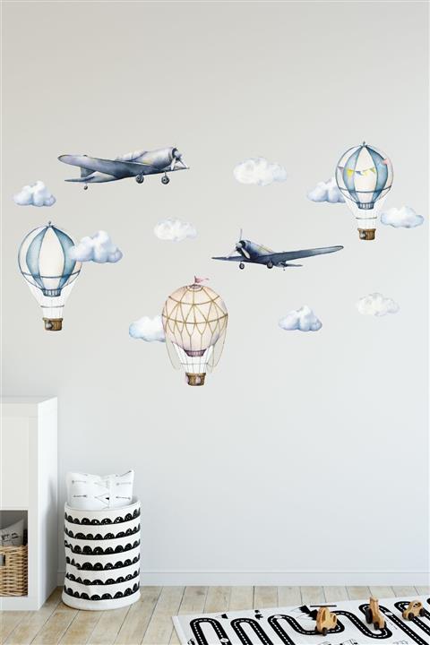 Sticker Ekspres Planörler Ve Uçan Balonlar Çocuk Odası Duvar Sticker Seti