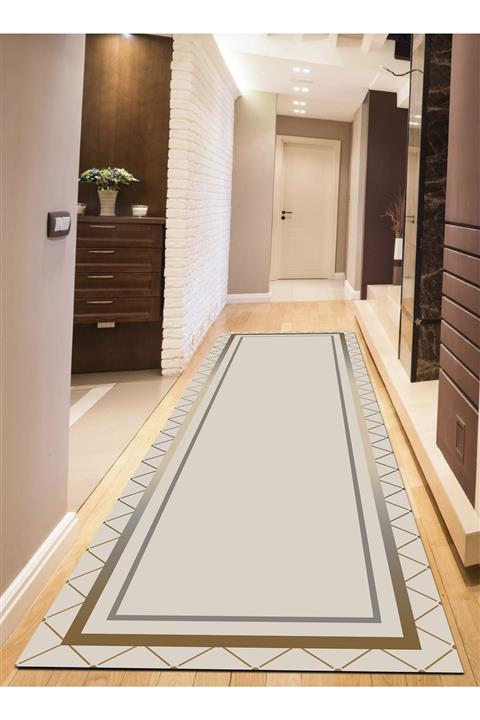 Ardizayn Bej Renkli Dekoratif, Kaymaz, Dökülmez Deri Tabanlı, Antialerjik Yolluk