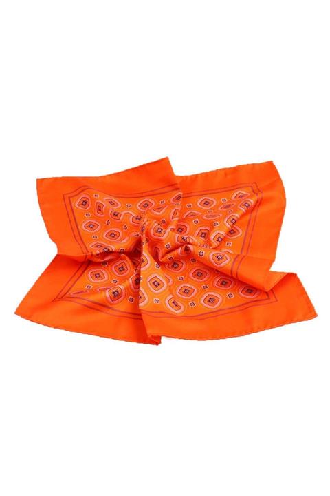 ROMASTER Turuncu Renk Daire Desenli Şık Mendil