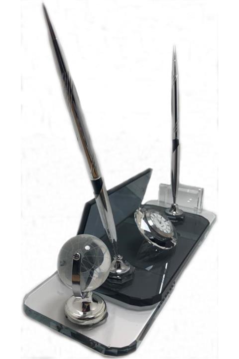 Kaşeler Kristal Ofis Masaüstü Isimlik Gümüş