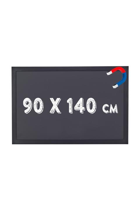 Chalky Manyetik 90x140 Cm Kara Tahta Siyah Çerçeveli - Tebeşir Yazı Tahtası - Siyah