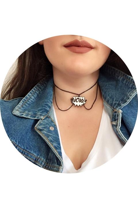 rabendi aksesuar Wow Sloganlı Choker