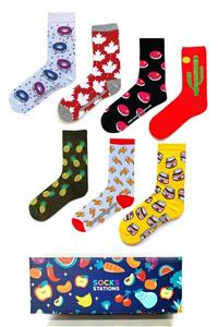 Socks Stations 7'li Karışık Desenli Çorap Kutusu