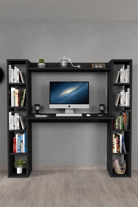 Moonlife Trend Kitaplıklı Çalışma Masası Siyah