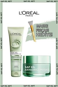 L'Oreal Paris Saf Kil Arındırıcı Jel + Saf Kil Arındırıcı Maske + Maske Fırçası Hediye